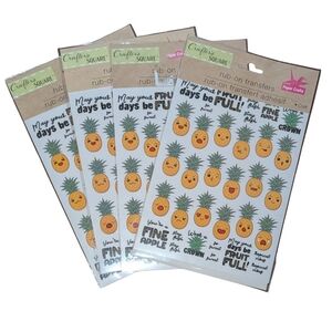 Lot of 4 Crafter's Square Pineapple-Themed Rub-On Transfers